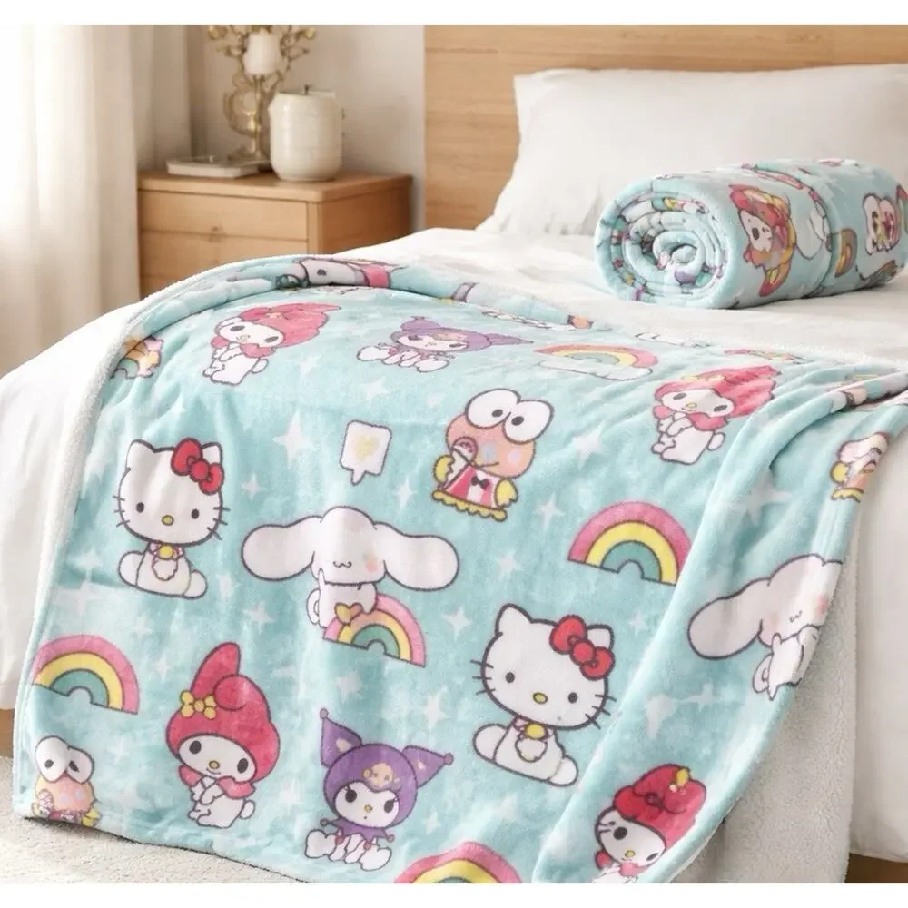 Sanrio Hello Kitty and Friends Themed Plush Sherpa Throw Blanket 50x38